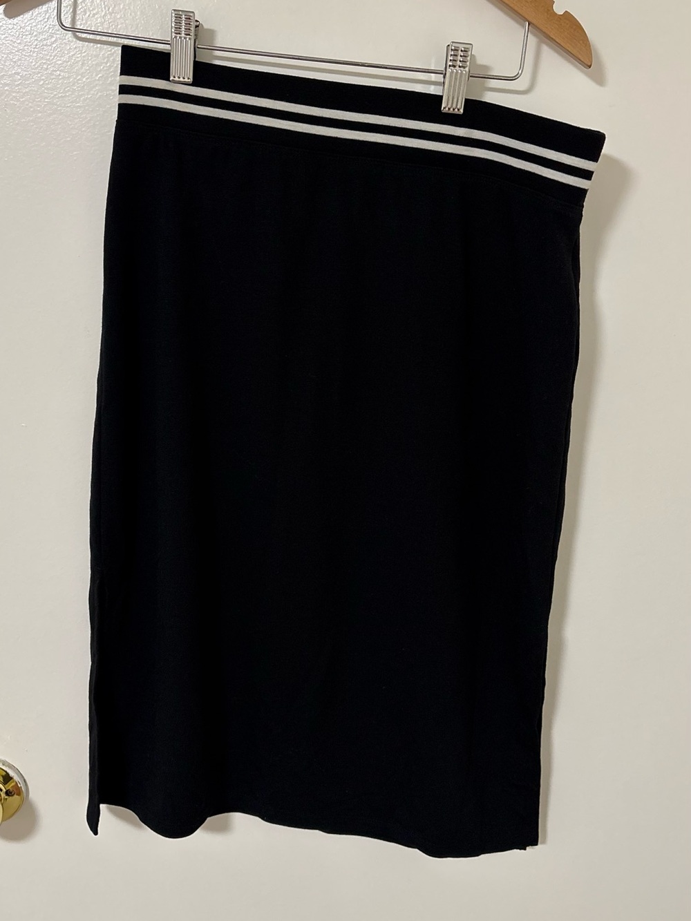 George Black Pencil Skirt with White Striped Waistband